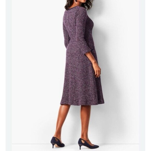 Talbots Womens Dress Sz 18 Twisted Boucle Tweed Knit Midi Fit & Flare - Picture 9 of 11